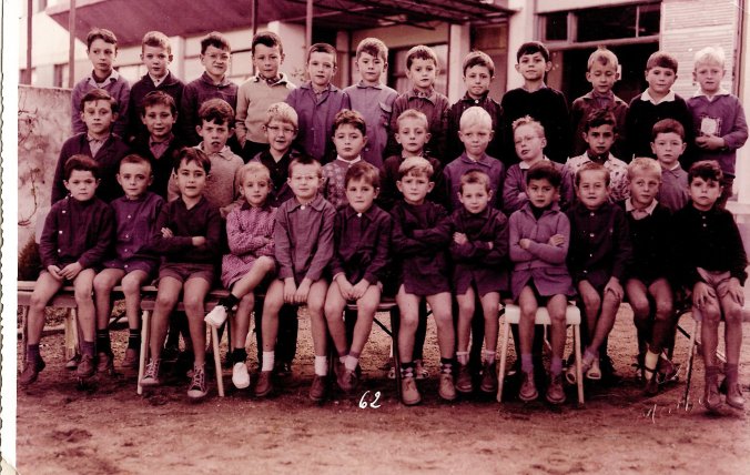 Michael Grant, middle row, left, with glasses, in school in France